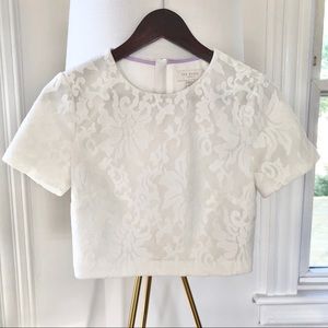 Ted Baker London Lace Mesh Crop Top